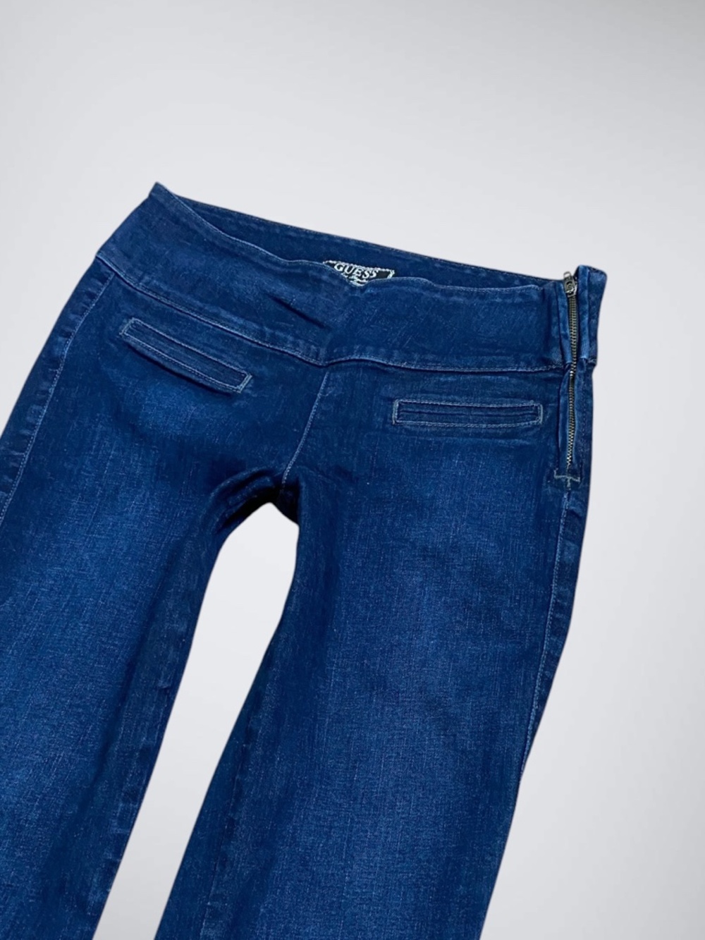 VTG Y2k Guess Ultra Low Rise Side Zipper Flare Trouser Denim Pants - Picture 4 of 10